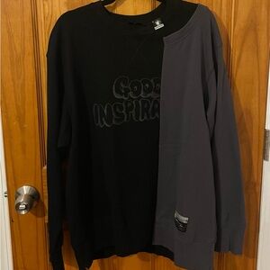 Mihara Yasuhiro Good Inspiration grey & black two tone crewneck sweatshirt